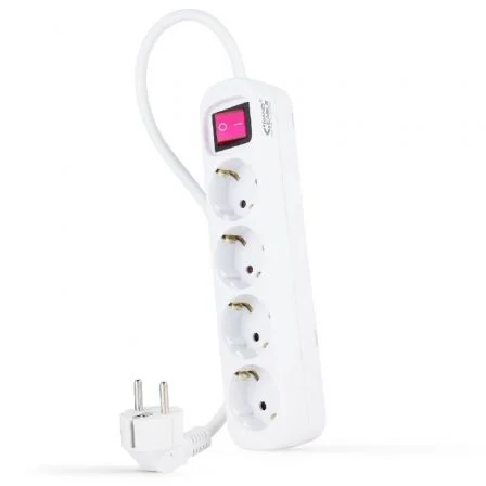Nanocable Regleta de 4 Tomas con Interruptor y Cable de 1,4 m, Blanca
